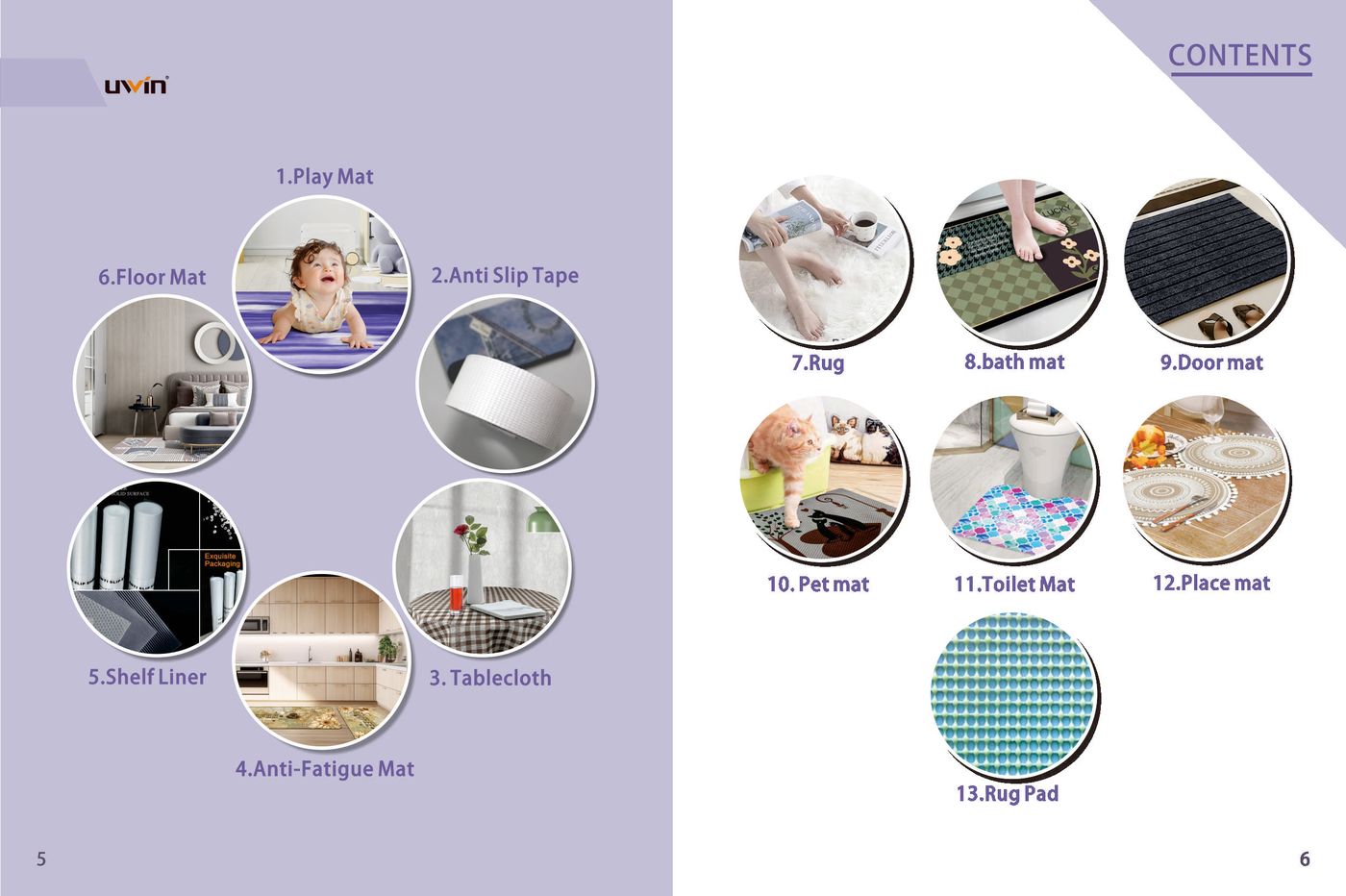 Uwin mat product categories