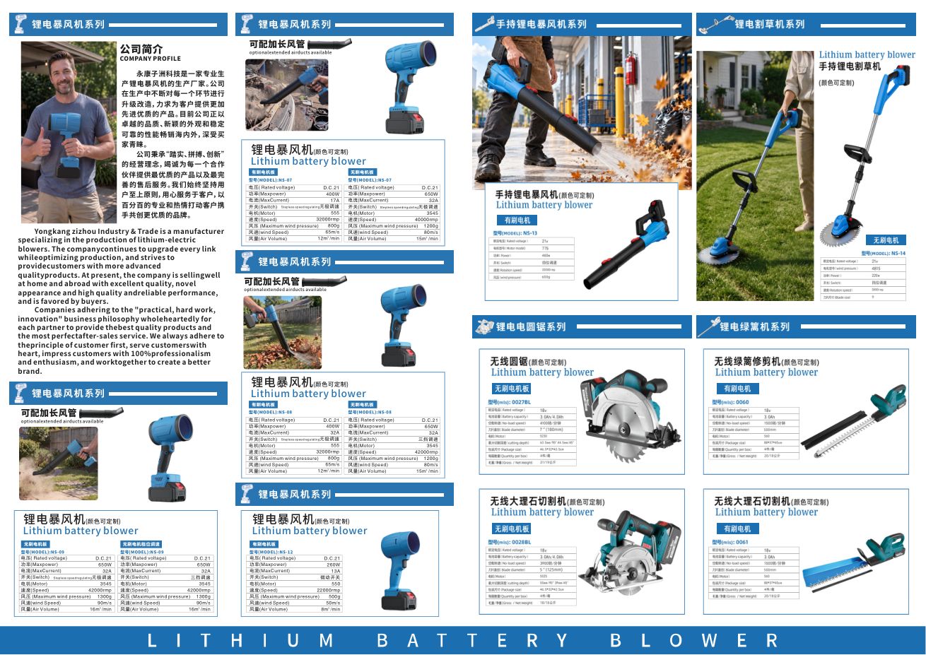 Lithium battery blower series